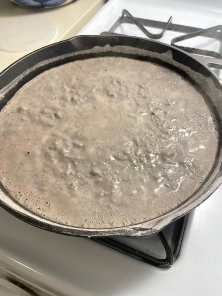 Shallow pot on stove